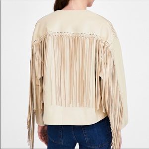 FRINGED LEATHER JACKET from ZARA